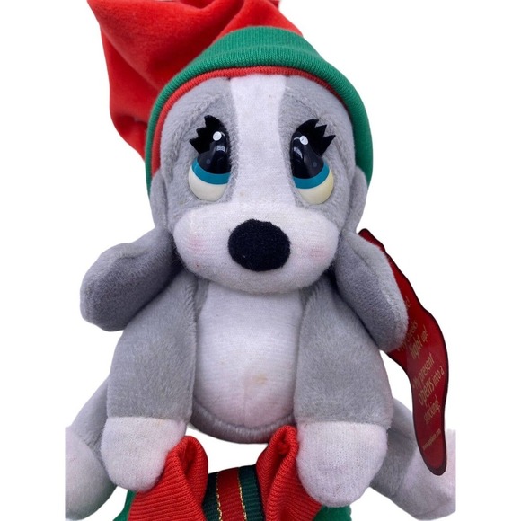 Vintage Sad Eye Sam Christmas Stuffed Plush Gray Long Hat Present RARE Applause - Picture 4 of 12